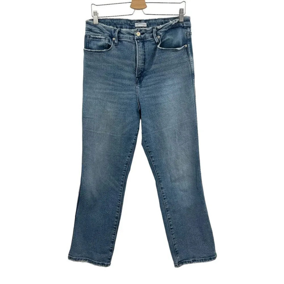 Good American Good Curve Straight‎ Jeans Blue858 Wash Size 14 / 32 - Picture 2 of 12